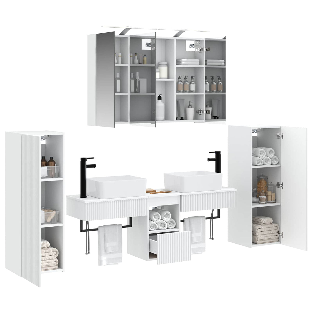 Bathroom Furniture Set 6 pcs 100 x 14.5 x 70 cm White