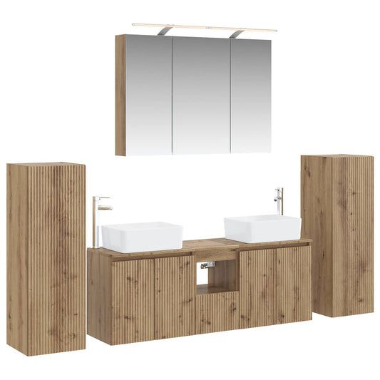 Bathroom Furniture Set 6 pcs 100 x 14.5 x 70 cm Artisan oak