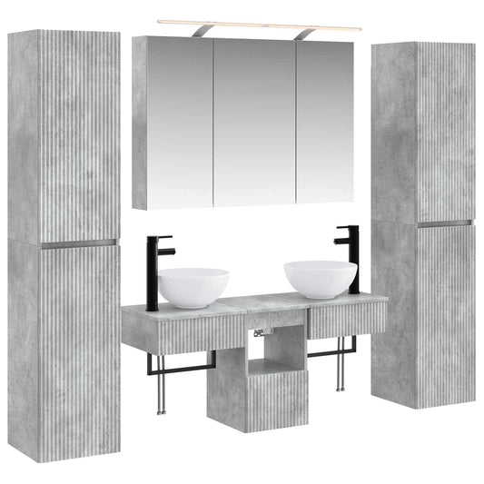 Bathroom Furniture Set 6 pcs 100 x 14.5 x 70 cm Concrete grey