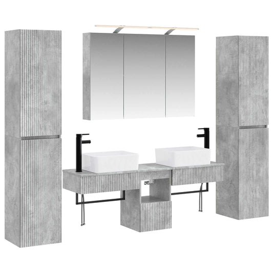 Bathroom Furniture Set 6 pcs 100 x 14.5 x 70 cm Concrete grey