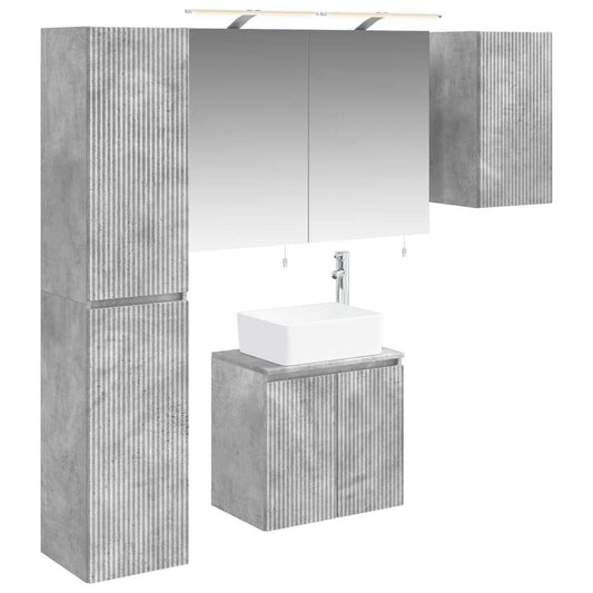 vidaXL Bathroom Cabinet Set 5 pcs Concrete Grey Engineered Wood 2