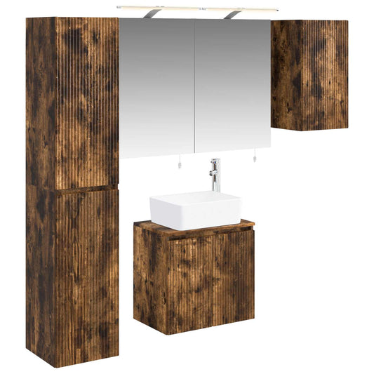 vidaXL Bathroom Cabinet Set 5 pcs Smoked Oak Engineered Wood 2
