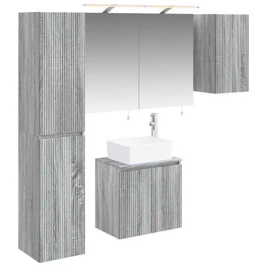 vidaXL Bathroom Cabinet Set 5 pcs Grey Sonoma Engineered Wood 2
