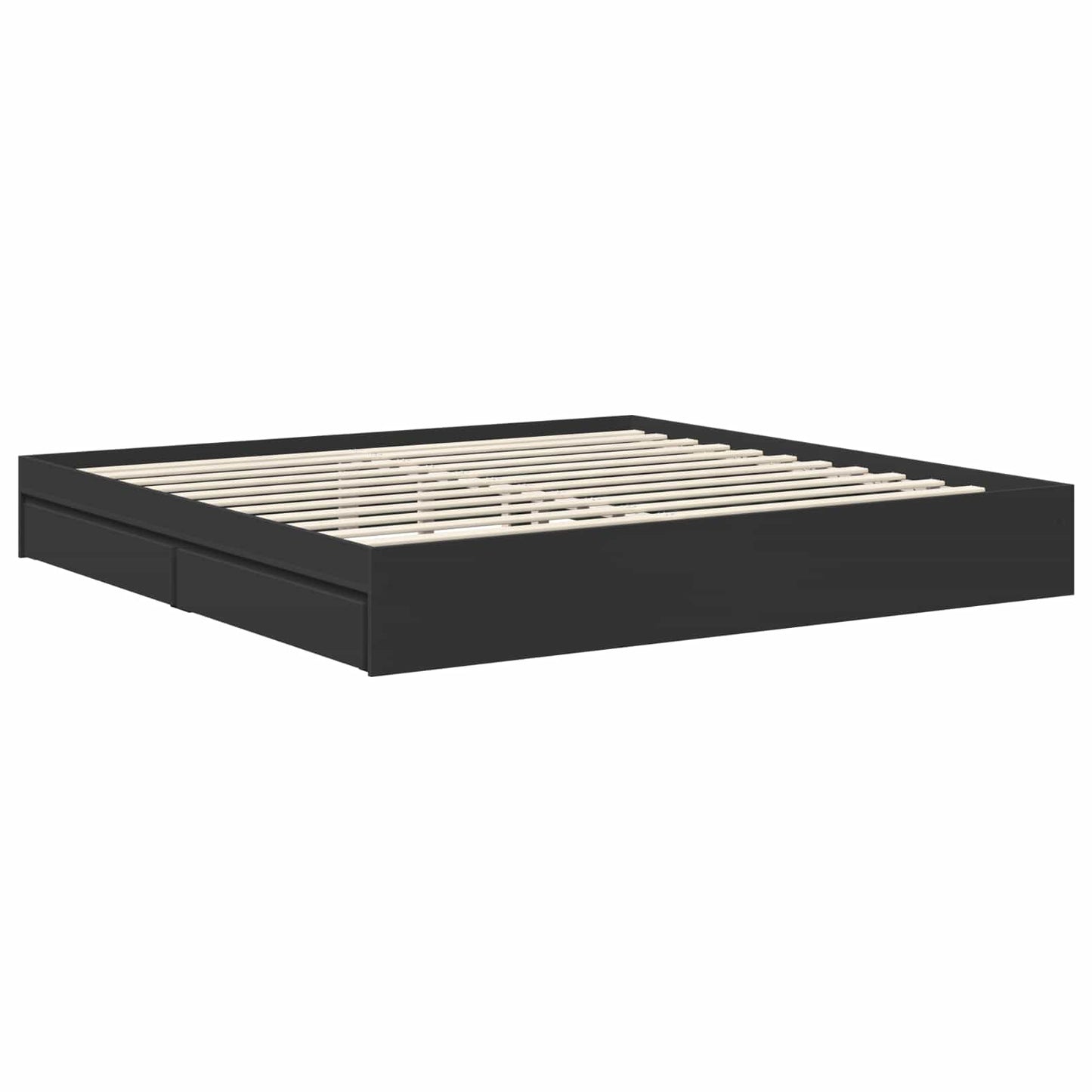 vidaXL Storage Bed with Drawer Black 200 x 200 cm Engineered Wood 6