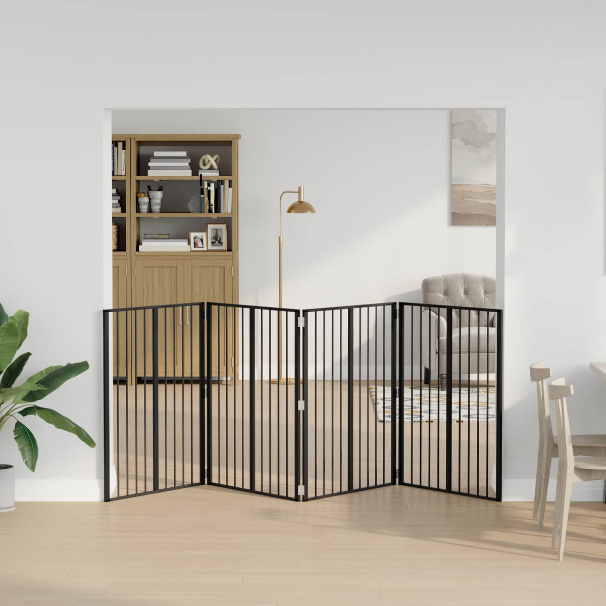 Dog Gate Black Galvanised Steel Width 80 cm 100 cm 4