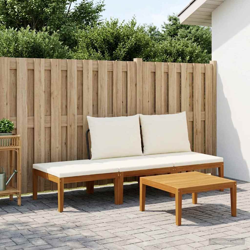 vidaXL 6 pcs Solid Acacia Wood & Rope Natural Beige and Cream White