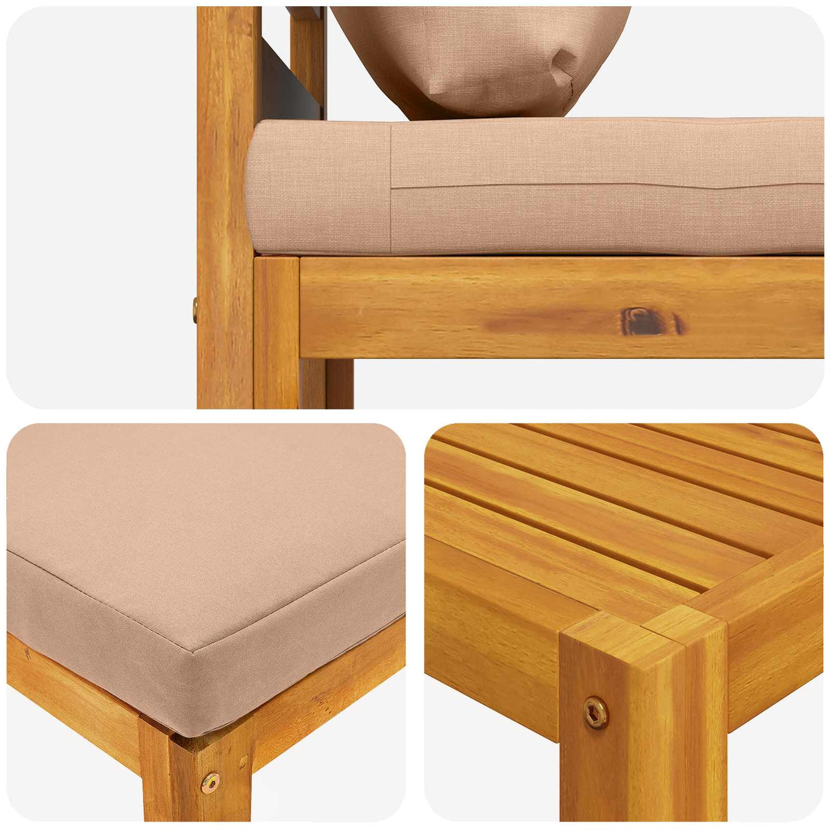 vidaXL 9 Piece Garden Lounge Set Modular Natural Solid Acacia Wood 6