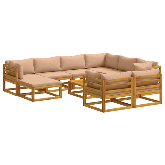 vidaXL Sofa Set 10 pcs Natural Solid Acacia Wood 2
