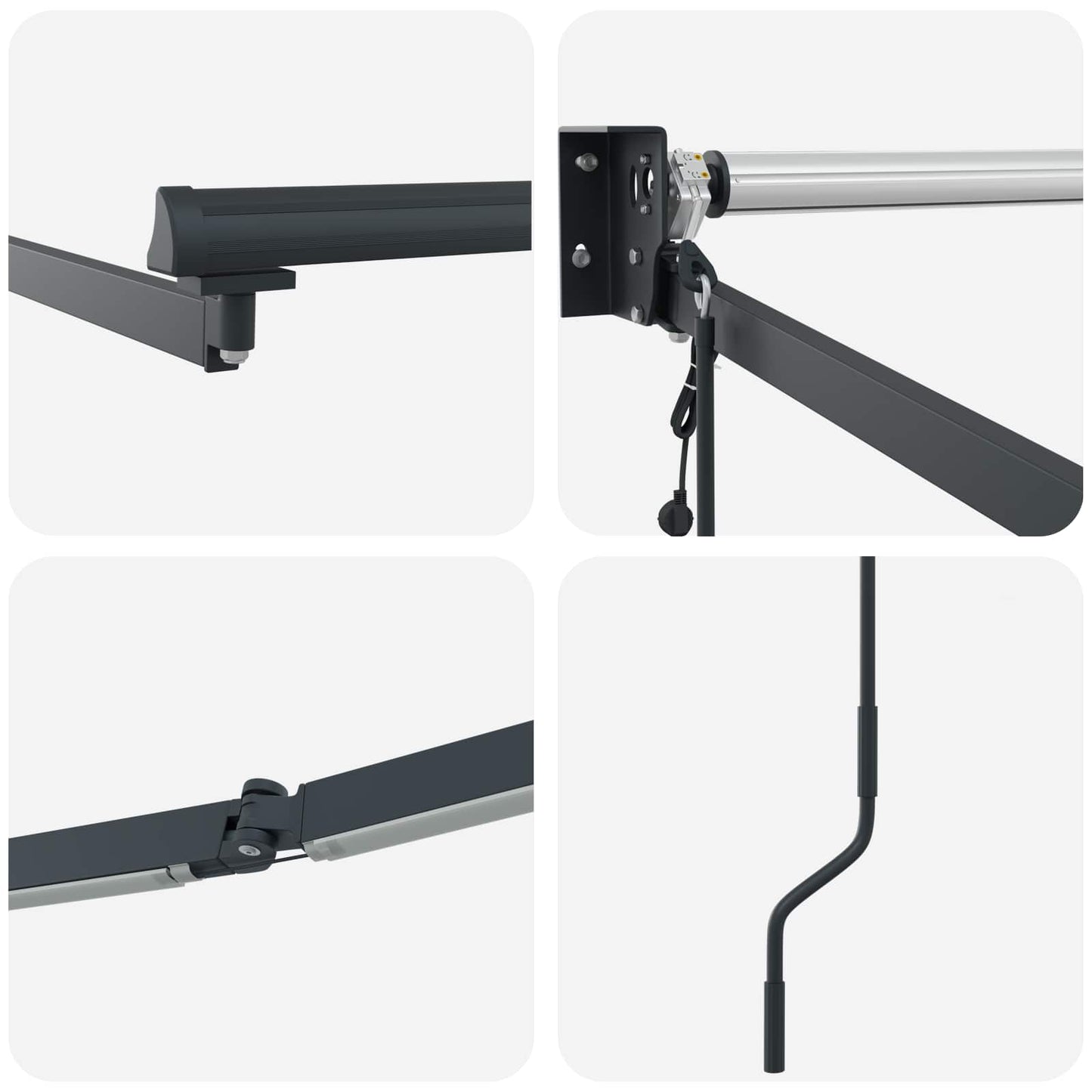 vidaXL Electric Retractable Awning Frame Anthracite 5 x 3 m Aluminium 6