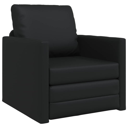 vidaXL Folding Sofa Bed Black 74 x 77 x 81 cm Faux Leather 2