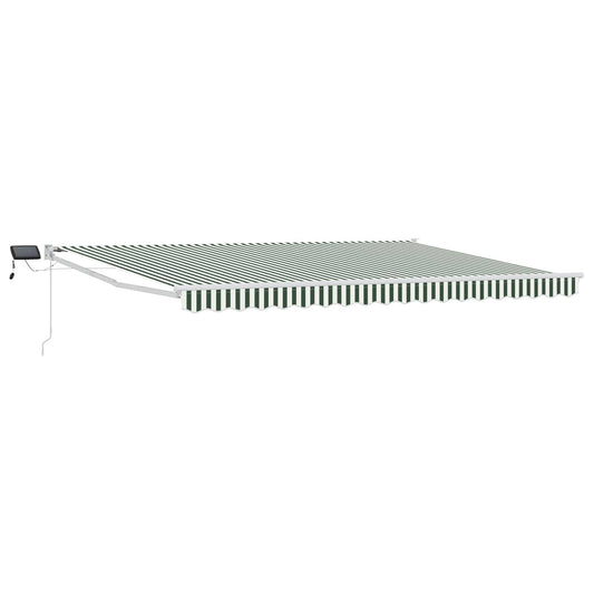 vidaXL Manual Retractable Awning with LEDs Green and White 5 x 3 m 2
