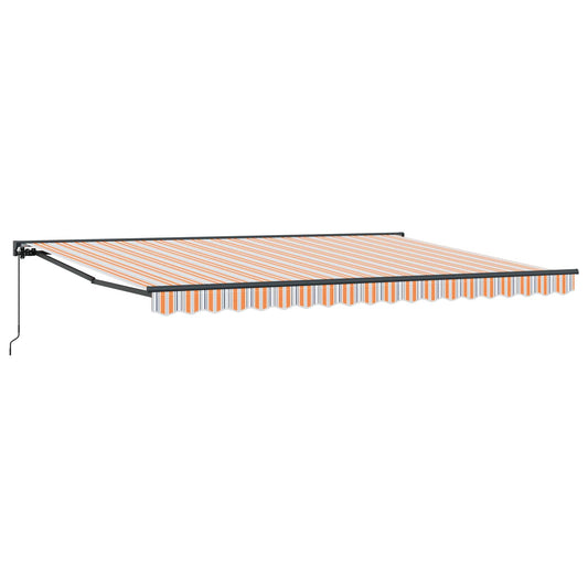 vidaXL Manual Retractable Awning Orange, Grey, Blue and White 2