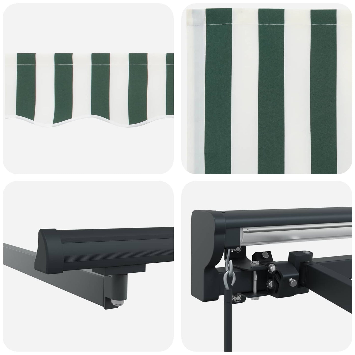 vidaXL Manual Retractable Awning Green and White 5 x 3.5 m 6