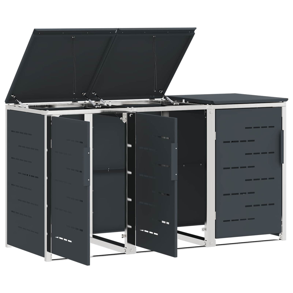 vidaXL Wheelie Bin Storage for 3 Bins 240L Stainless Steel Anthracite 6