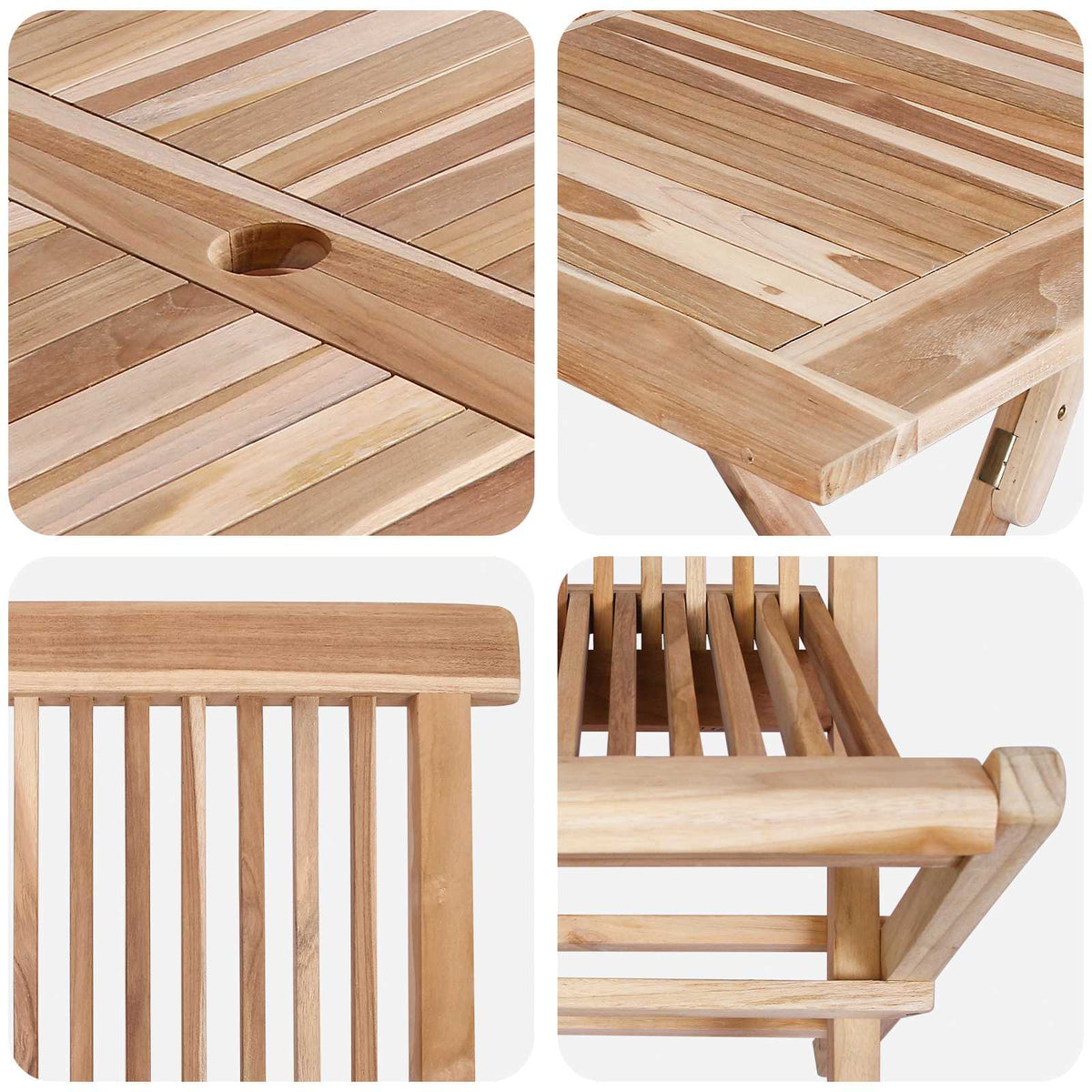 vidaXL Garden Furniture Set 7 pcs Natural Solid Teak Wood 6