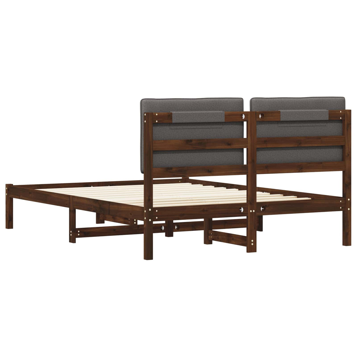 Bed Frame with Upholstered Headboard Length 200 cm Dark Brown and Light Grey 160 cm