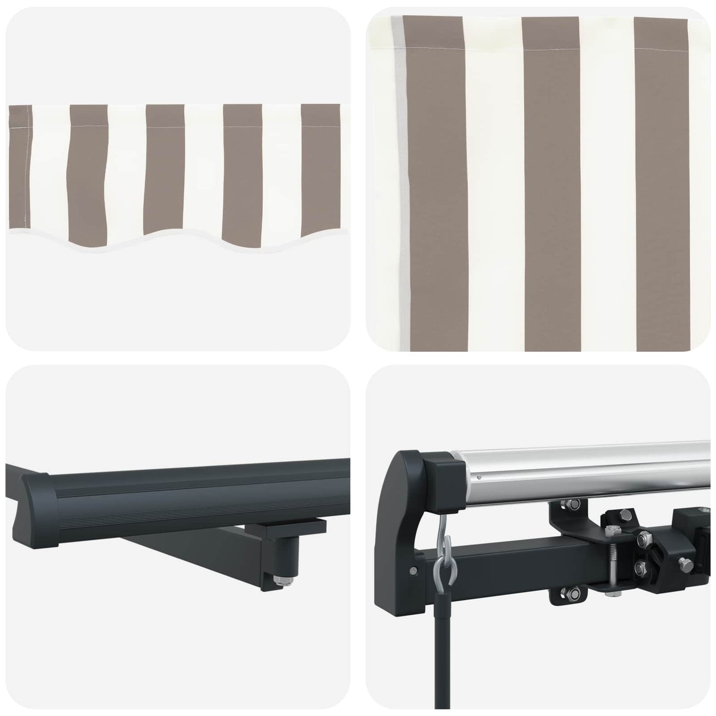 vidaXL Retractable Awning Light Grey and White 600 x 300 cm 6