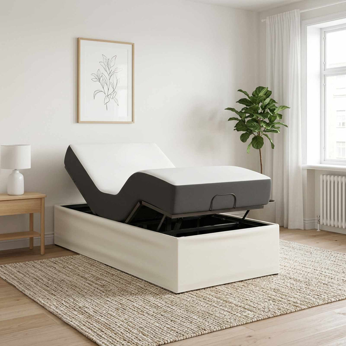 Electric Adjustable Bed Frame 200 x 70 x 33.5 cm Steel White 70 x 200 cm