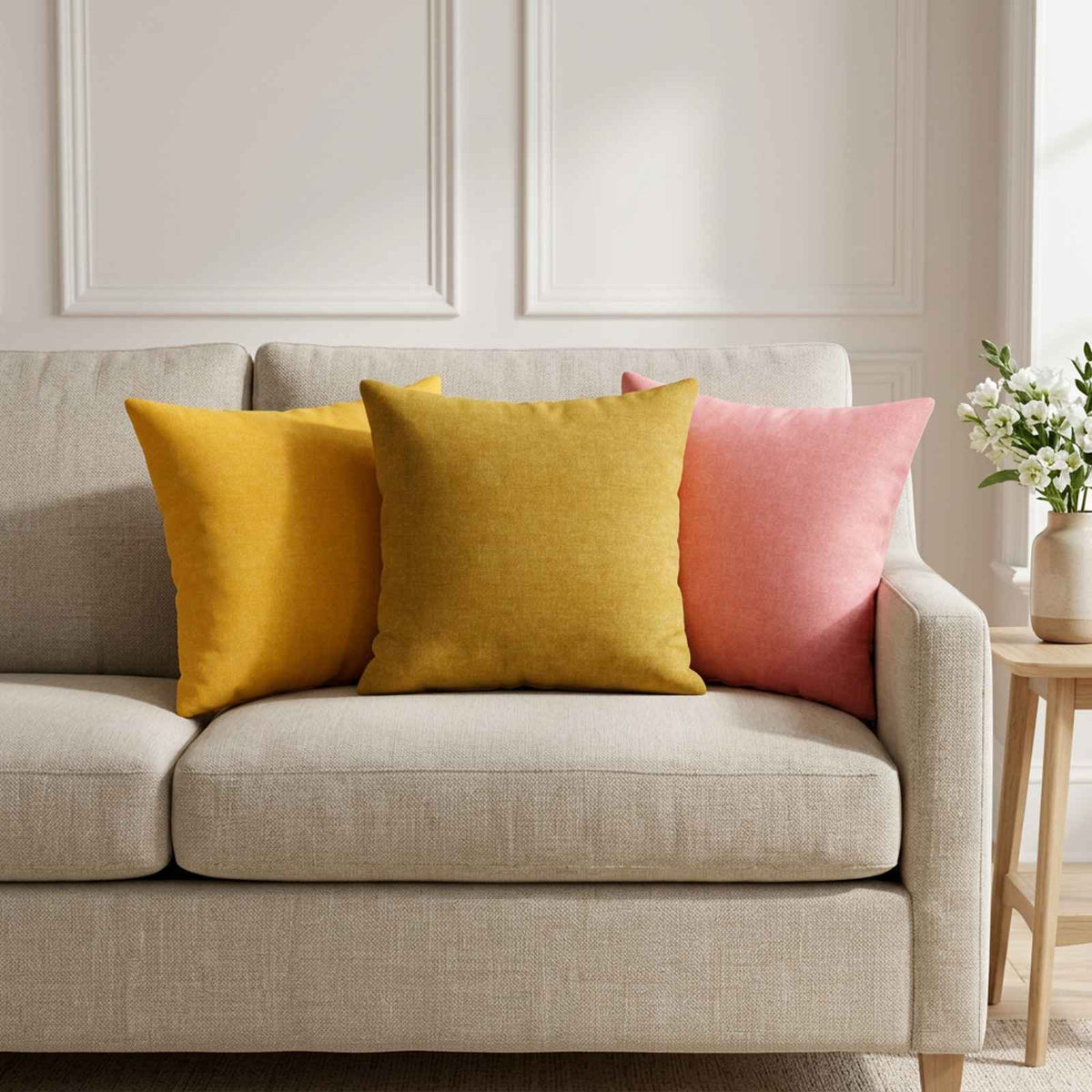Throw Pillow HEERLEN Fabric 12 pcs 40 x 40 cm Light yellow