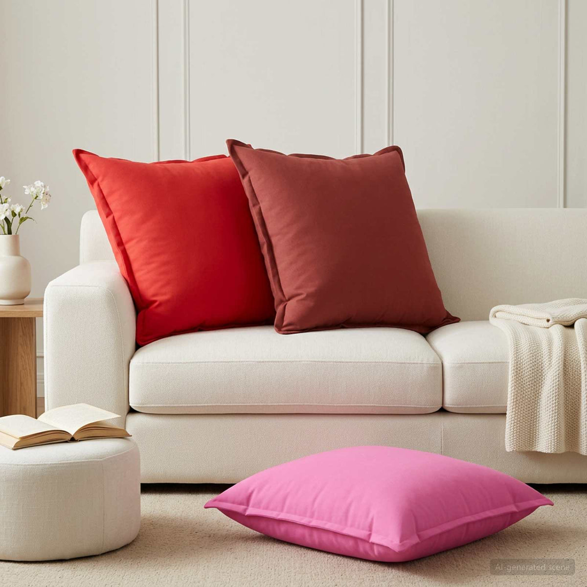 Throw Pillow HOUTEN 80 x 80 cm Polyester 2 pcs Wine red