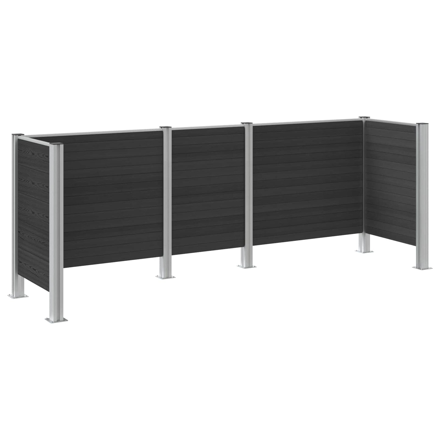 vidaXL Garbage Bin Fence Grey 315 x 85 x 115 cm Aluminium and WPC 6
