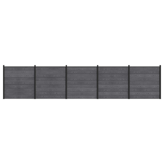 vidaXL Fence Set 5 pcs 872 x 186 cm WPC and Aluminium Grey 2