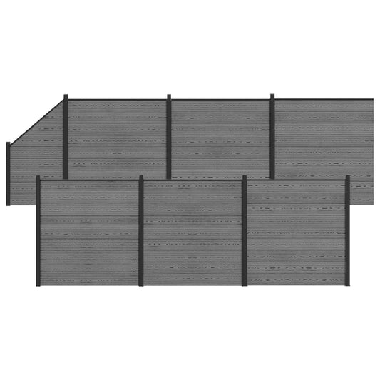 vidaXL Fence Set 1138 x 186 cm WPC and Aluminium Grey 2