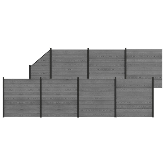 vidaXL Fence Set 1311 x 186 cm WPC and Aluminium Grey 2