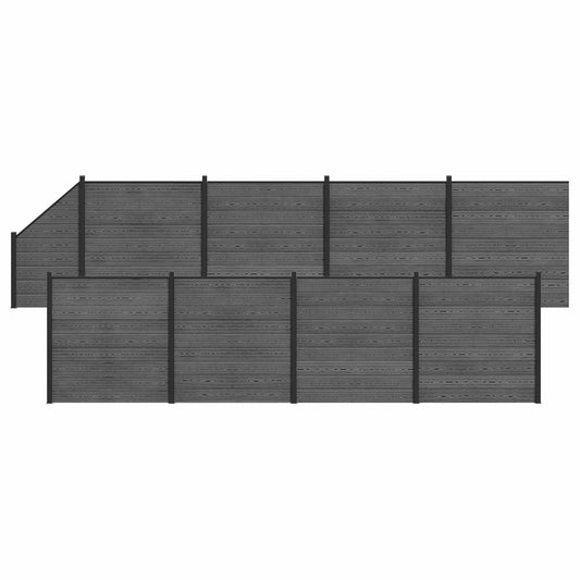 vidaXL Fence Set 9 pcs 1484 x 186 cm WPC and Aluminium Grey 2
