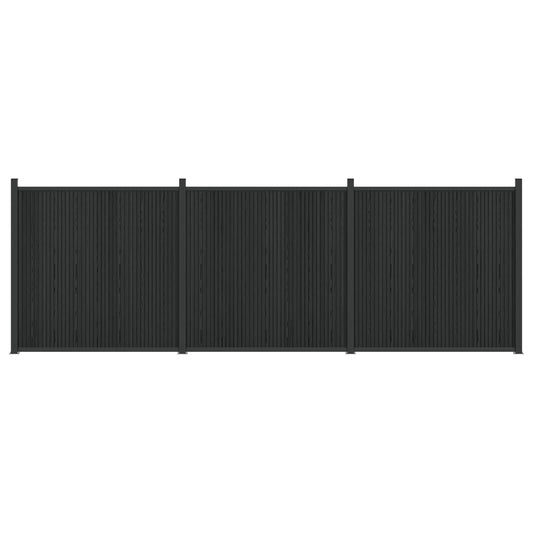 vidaXL Fence Panel 3 pcs 530 x 186.5 cm WPC and Aluminium Black 2