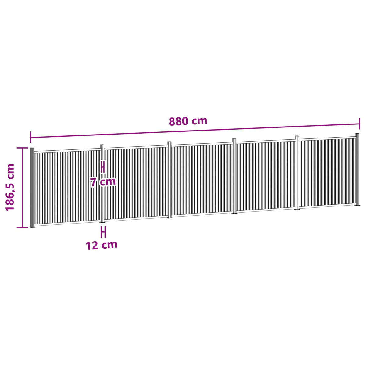 vidaXL Fence Panel 5 pcs 880 x 186.5 cm WPC and Aluminium Black 6