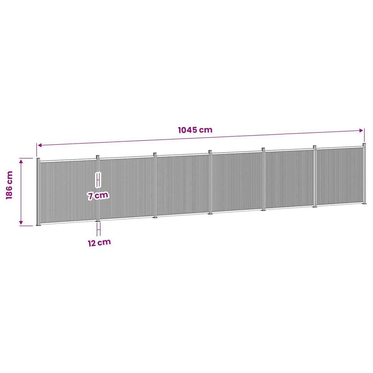 vidaXL Fence Panel 6 pcs 1055 x 186.5 cm WPC and Aluminium Black 6