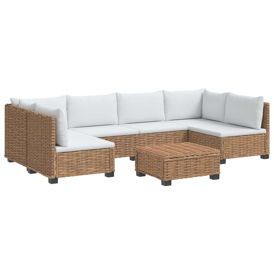 vidaXL 7 pcs Rattan Lounge Set with Cushions GENDT Natural Rattan 2