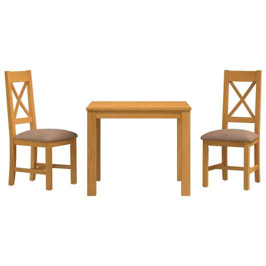 Dining Set TIEL 5 pcs Solid Oak Wood Grey 90 cm 90 cm Table + 2x chair