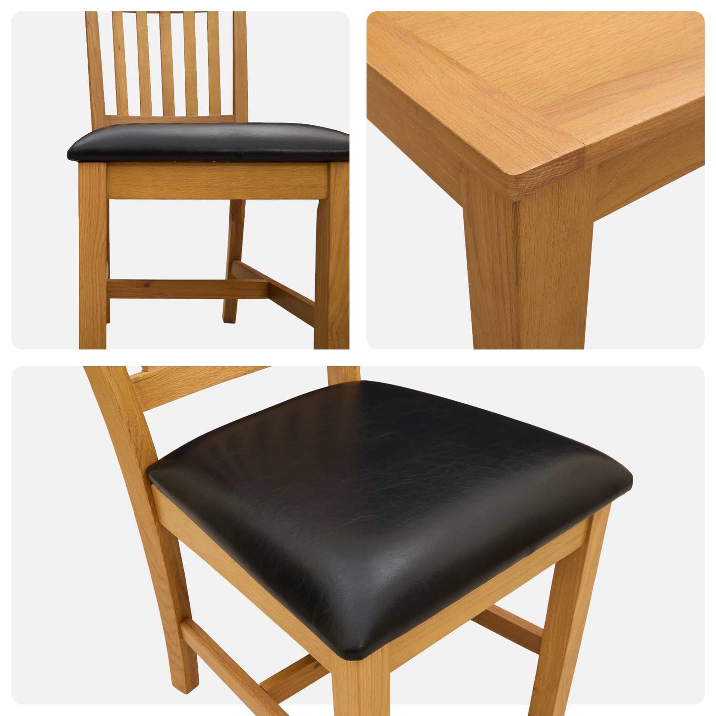 vidaXL Dining Set 5 pcs Black Solid Oak Wood 6