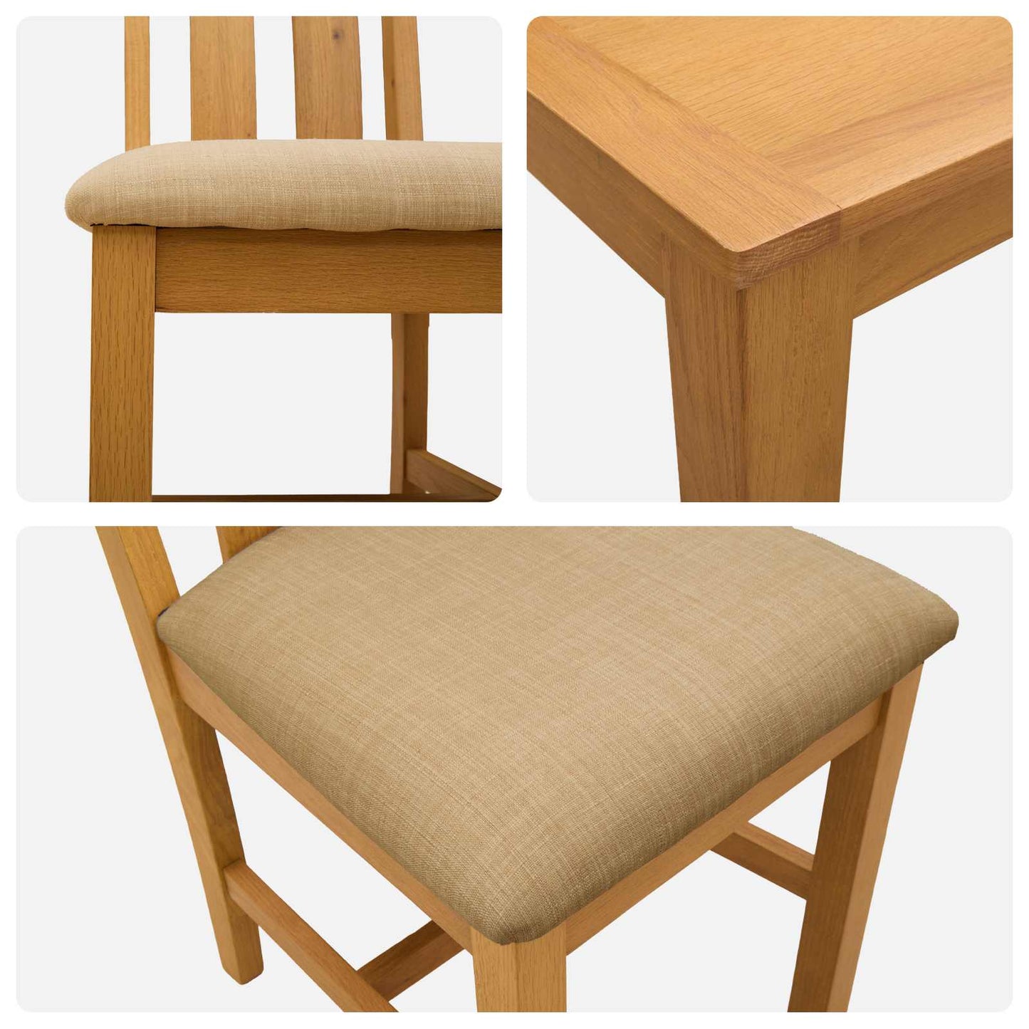 vidaXL Dining Set 5 pcs Beige Solid Oak Wood 6
