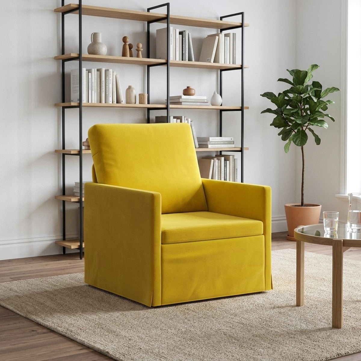 Armchair 70 x 81 x 82 cm Velvet 60 cm Yellow