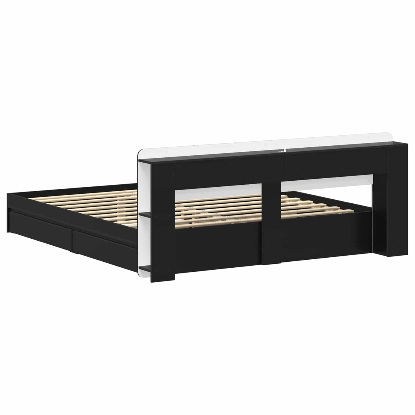 vidaXL Bed Frame with Storage Black 200 x 200 cm Engineered Wood 6