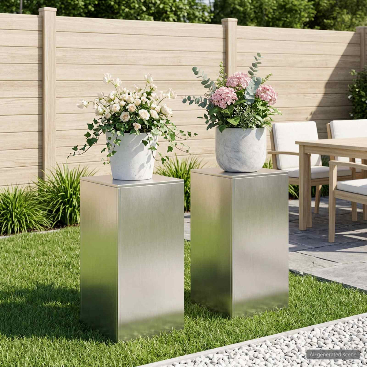 Plant Stand Silver 30 x 30 x 40 cm Steel Stainless Steel 2x (40 x 40 x 80 cm)