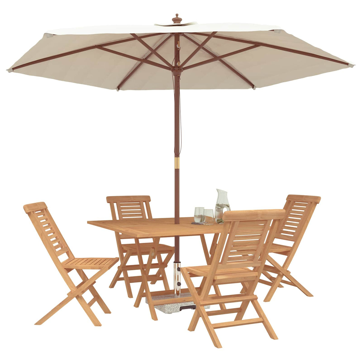 Garden Set 5 pcs Brown 110 x 110 x 75 cm Solid Teak Wood Armless chair Square