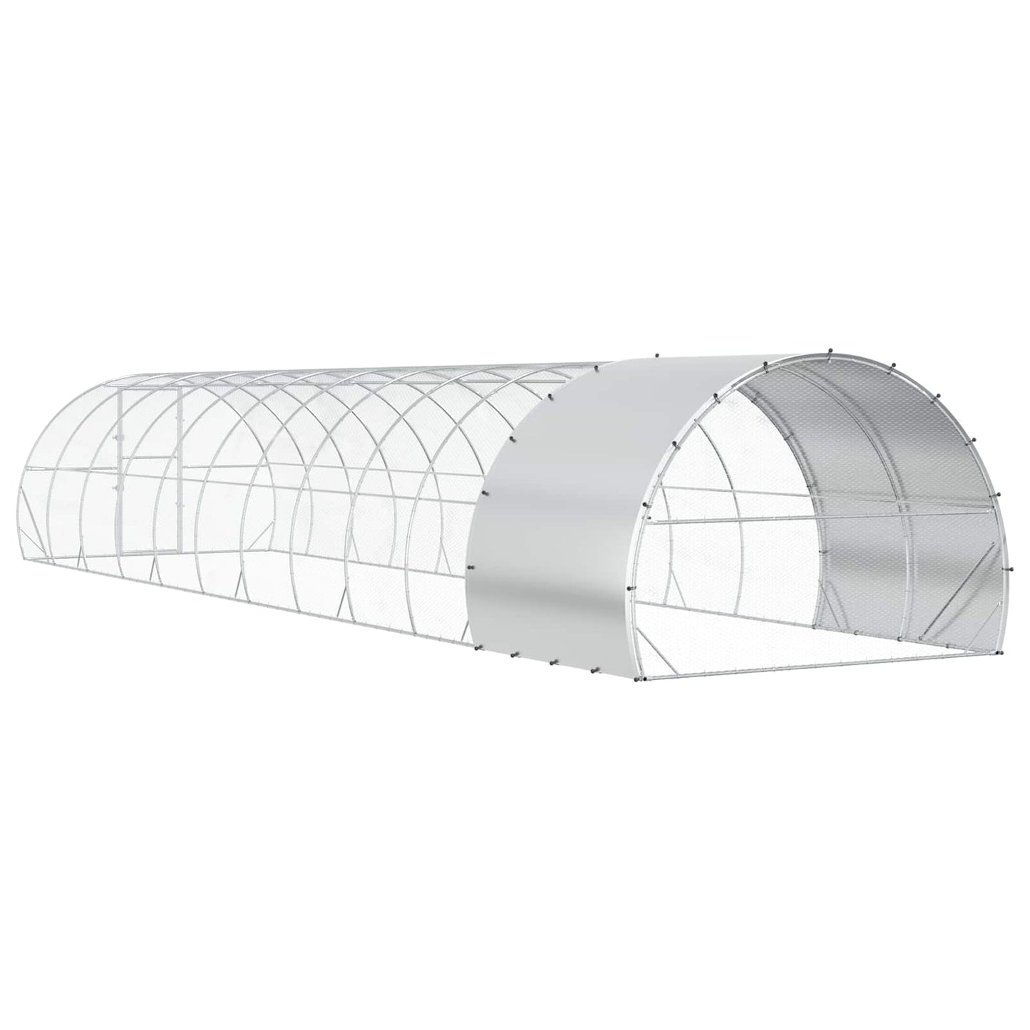 vidaXL Chicken Coop Silver 1200 x 300 x 200 cm Galvanised Steel 6