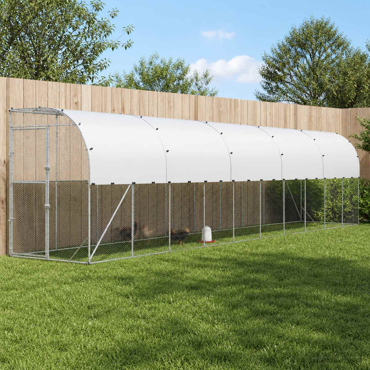 vidaXL Against Wall Chicken Coop Silver with Roof