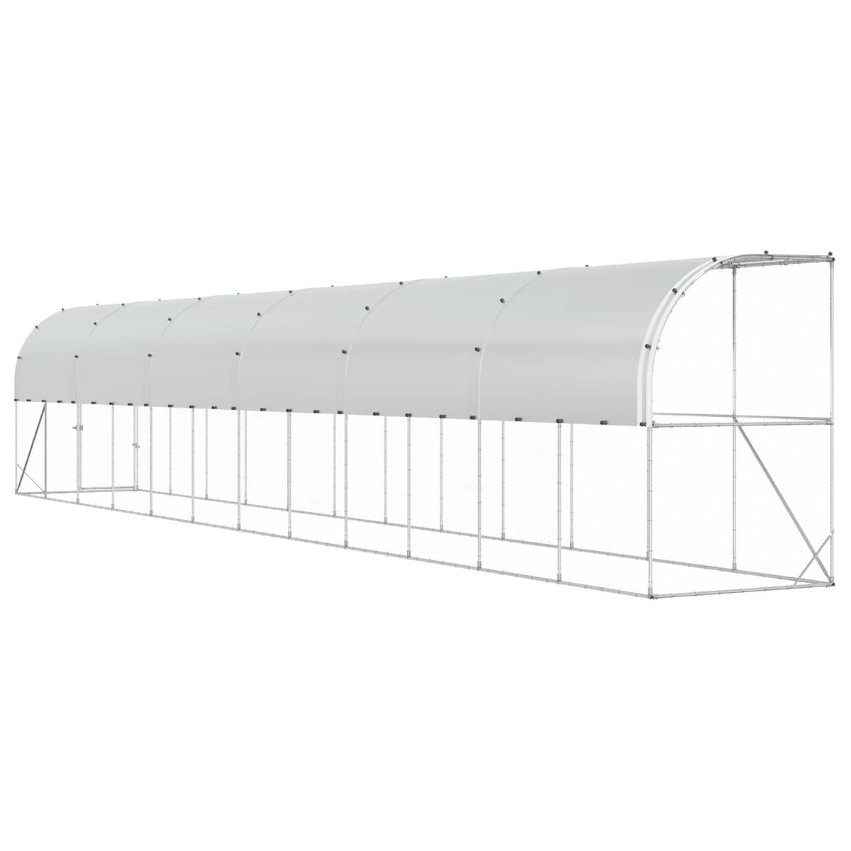 vidaXL Against Wall Chicken Coop Silver 1200 x 150 x 215 cm 6