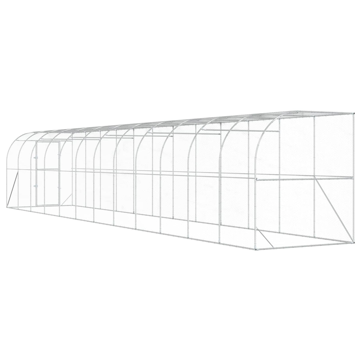 Against Wall Chicken Coop Silver without Roof 1200 cm