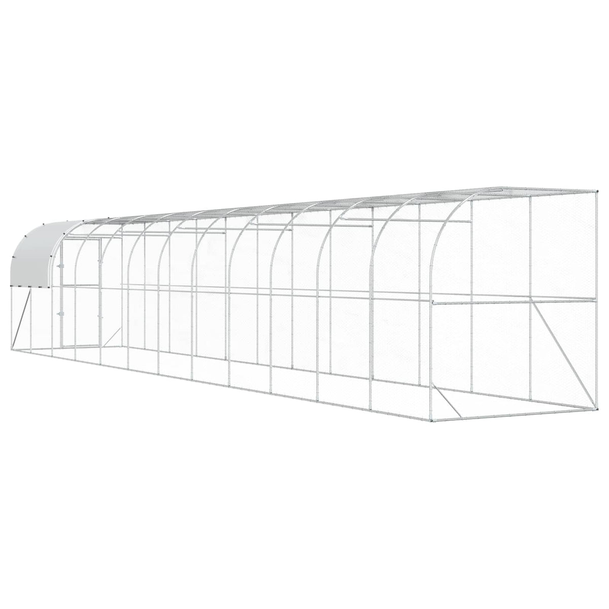 vidaXL Against Wall Chicken Coop Silver 1200 x 200 x 215 cm 6