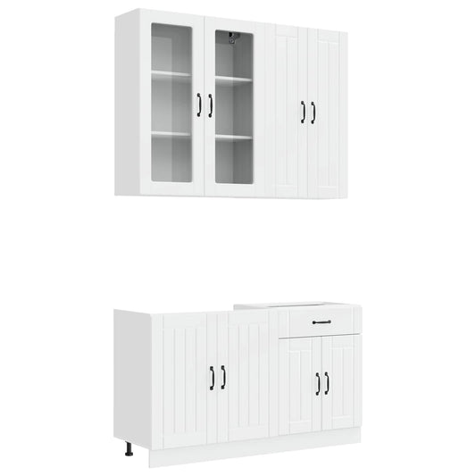 vidaXL Kitchen Unit LUCCA 4 pcs High Gloss White Engineered Wood 2