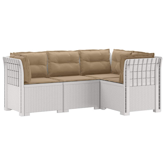vidaXL 4-Seater Garden Sofa with Cushions Rattan Look PP White 2