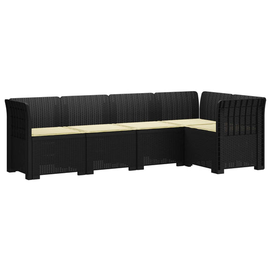 vidaXL 5-Seater Garden Sofa with Cushions Rattan Look PP Anthracite 2