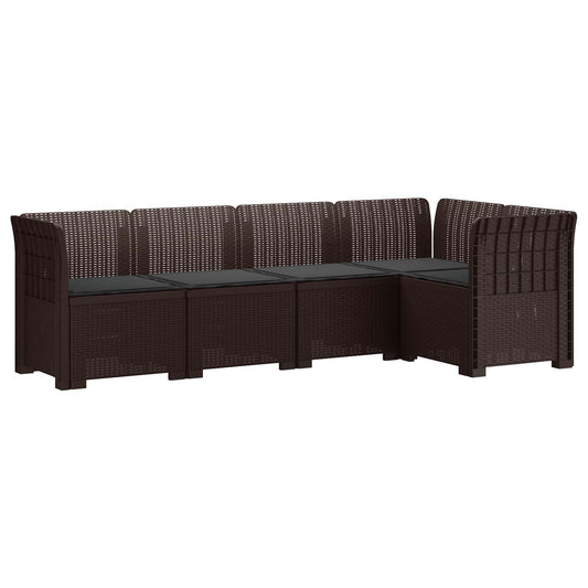 vidaXL 5-Seater Garden Sofa with Cushions Rattan Look PP Brown 2