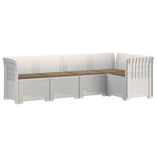 vidaXL 5-Seater Garden Sofa with Cushions Rattan Look PP White 2